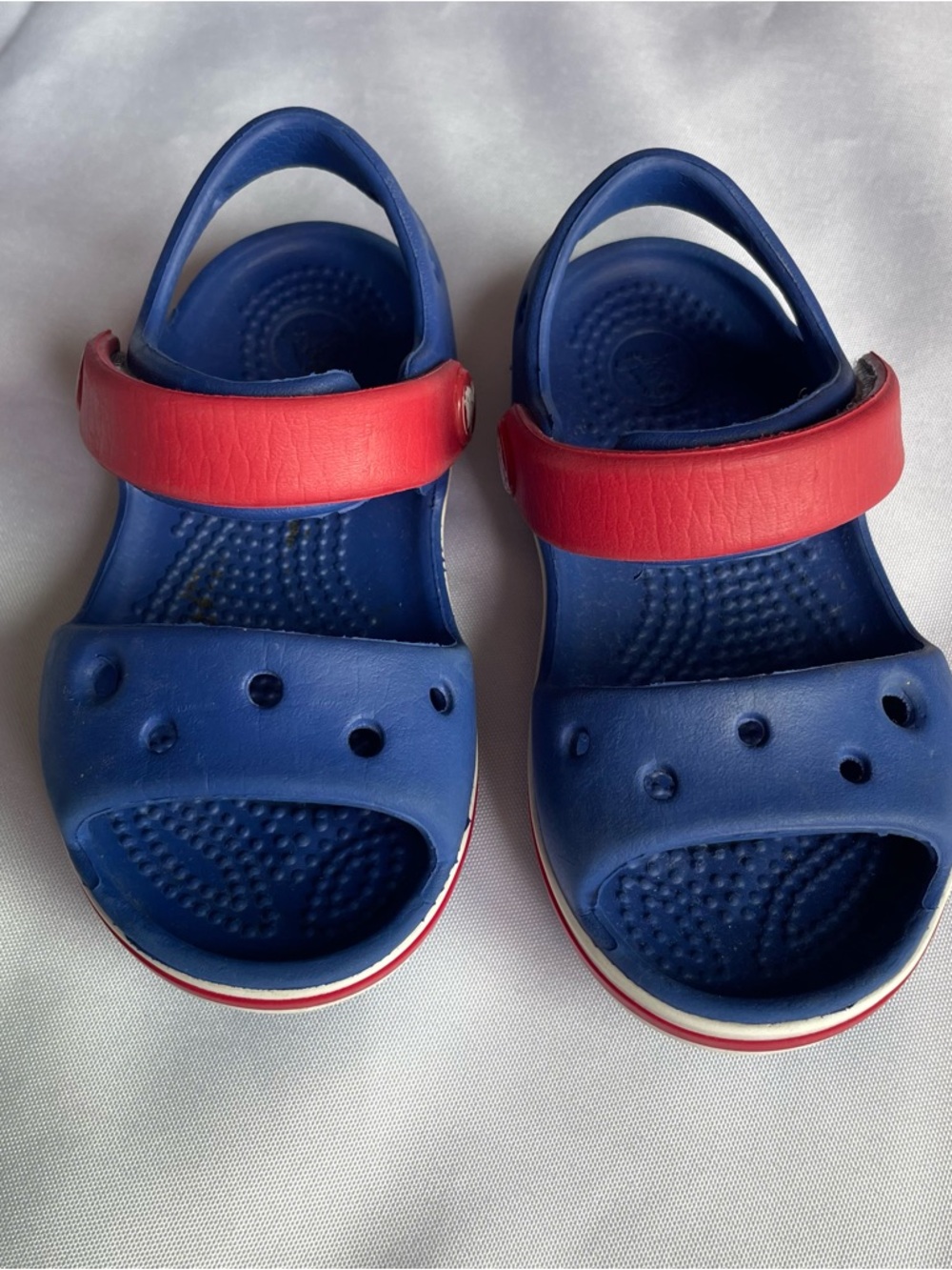 CROCS Kids Blue and Red Strap Sandals - Casual Slip-On